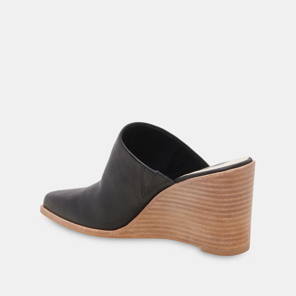 DOLCE VITA Wedges*Beema Mules Black Leather