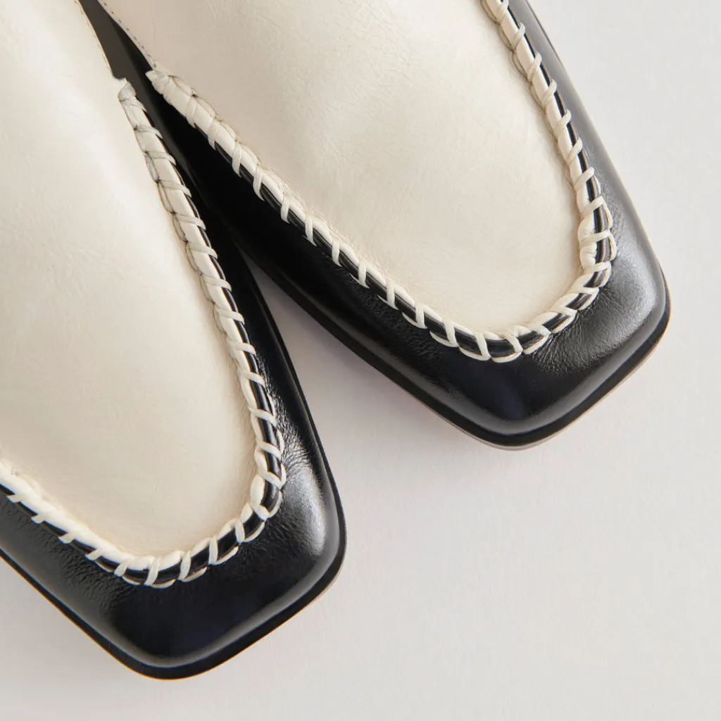 DOLCE VITA Flats & Loafers*Beny Wide Flats White Black Crinkle Patent