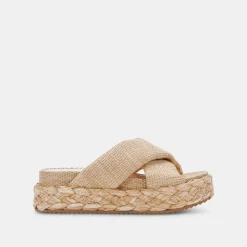 DOLCE VITA Wedges*Blume Sandals Lt Natural Raffia