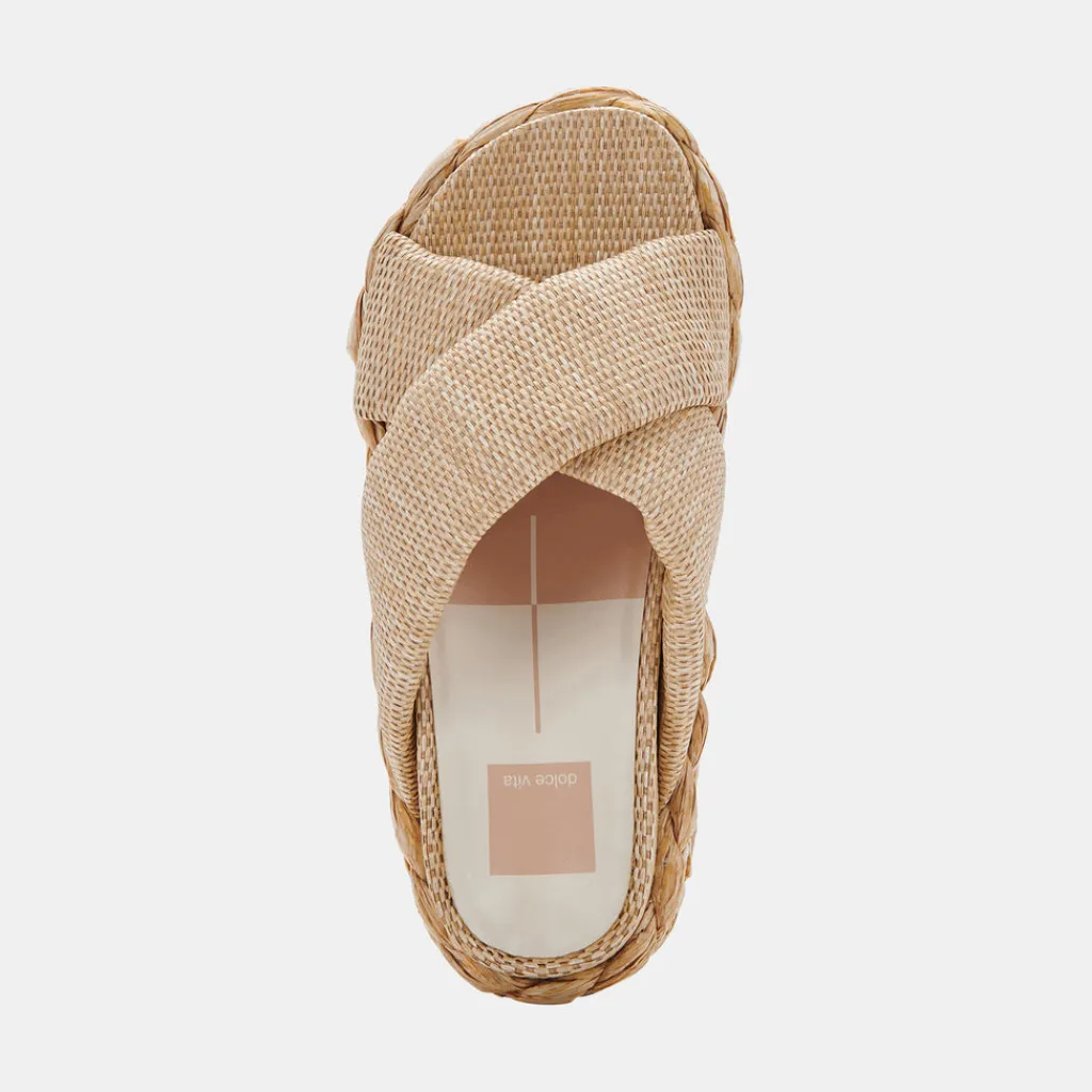 DOLCE VITA Wedges*Blume Sandals Lt Natural Raffia