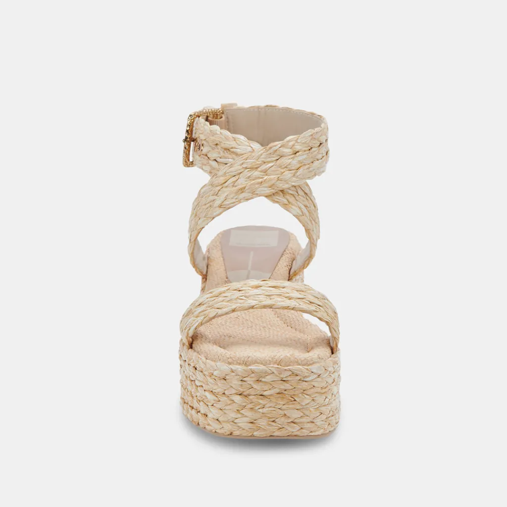 DOLCE VITA Wedges*Cannes Sandals Lt Natural Raffia