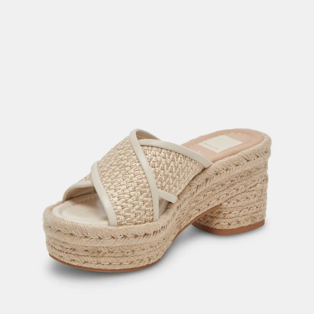 DOLCE VITA Wedges*Eldora Heels Natural White Raffia
