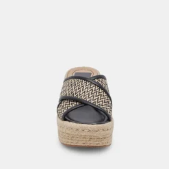 DOLCE VITA Wedges*Eldora Heels White Black Raffia