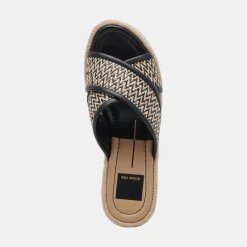 DOLCE VITA Wedges*Eldora Heels White Black Raffia