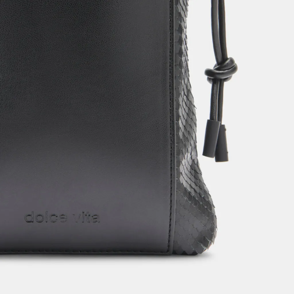 DOLCE VITA Handbags*Evie Crossbody Pouch Black Snake Leather