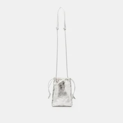 DOLCE VITA Handbags*Evie Crossbody Pouch Silver Distressed Leather