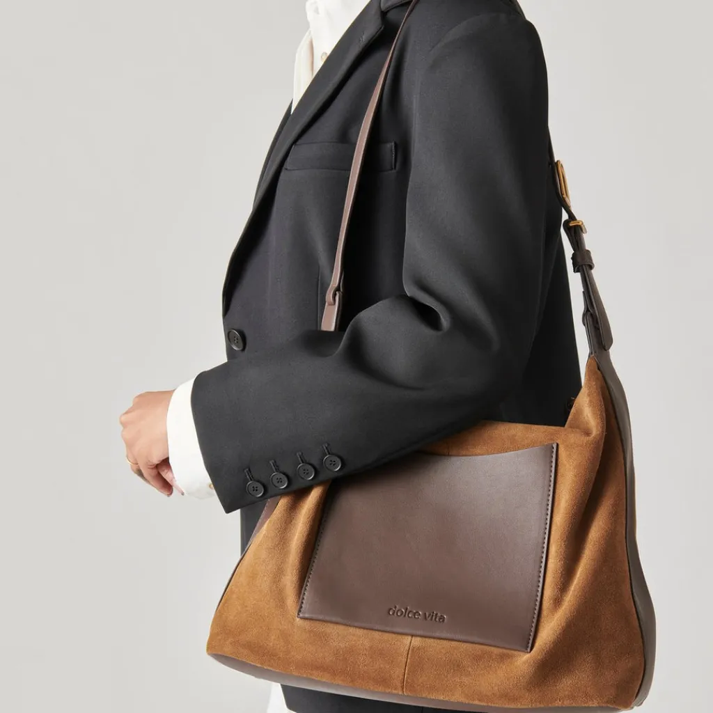 DOLCE VITA Handbags*Hana Shoulder Bag Tobacco Suede