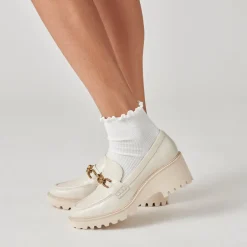 DOLCE VITA Wedges*Harlen Loafers Ivory Crinkle Patent