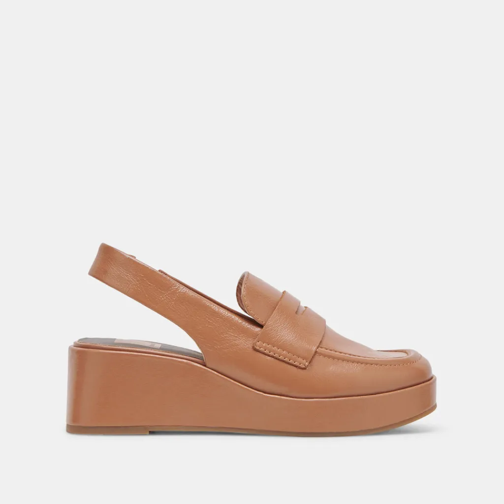 DOLCE VITA Wedges*Nada Loafers Brown Crinkle Patent