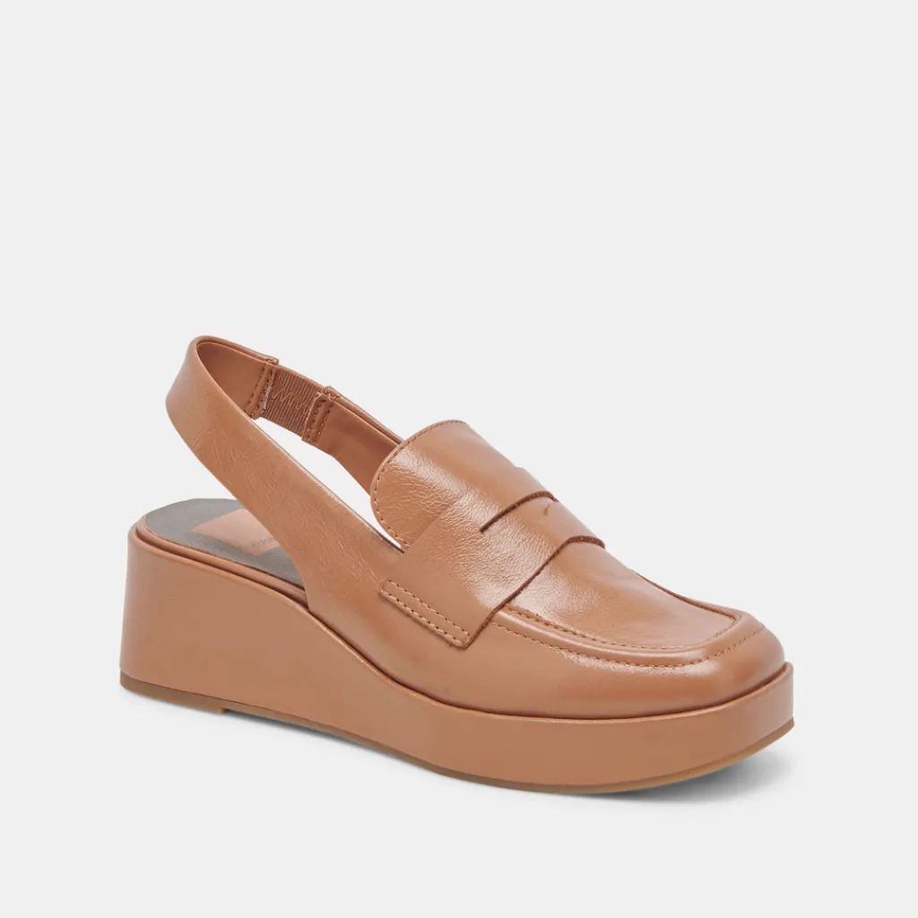 DOLCE VITA Wedges*Nada Loafers Brown Crinkle Patent