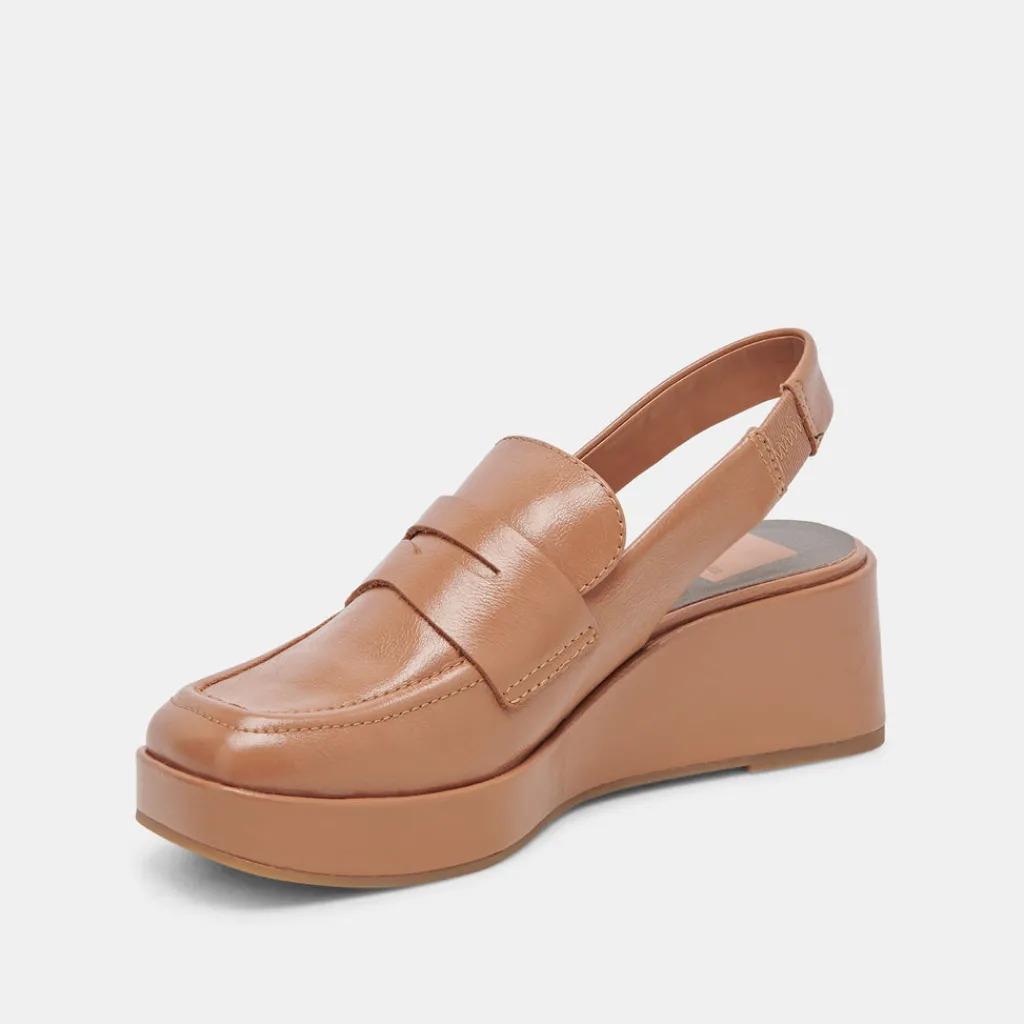 DOLCE VITA Wedges*Nada Loafers Brown Crinkle Patent