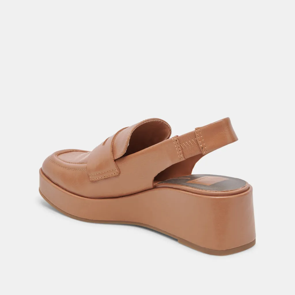 DOLCE VITA Wedges*Nada Loafers Brown Crinkle Patent