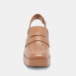 DOLCE VITA Wedges*Nada Loafers Brown Crinkle Patent