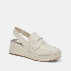 DOLCE VITA Wedges*Nada Loafers Ivory Crinkle Patent