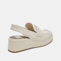 DOLCE VITA Wedges*Nada Loafers Ivory Crinkle Patent