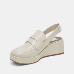 DOLCE VITA Wedges*Nada Loafers Ivory Crinkle Patent