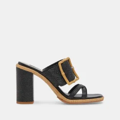 DOLCE VITA Sandals*Onnie Heels Onyx Raffia