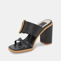 DOLCE VITA Sandals*Onnie Heels Onyx Raffia