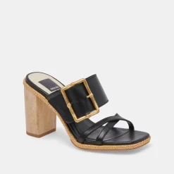 DOLCE VITA Sandals*Onnie Wide Heels Black Leather