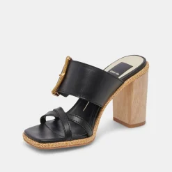 DOLCE VITA Sandals*Onnie Wide Heels Black Leather