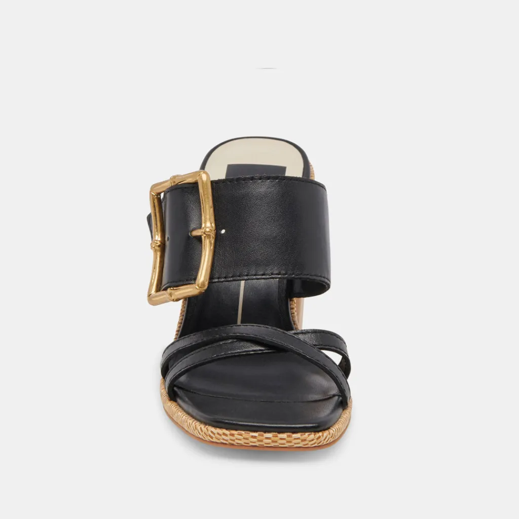 DOLCE VITA Sandals*Onnie Wide Heels Black Leather