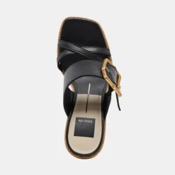 DOLCE VITA Sandals*Onnie Wide Heels Black Leather