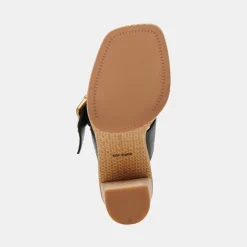 DOLCE VITA Sandals*Onnie Wide Heels Black Leather