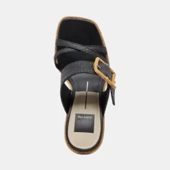 DOLCE VITA Sandals*Onnie Wide Heels Onyx Raffia