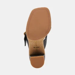 DOLCE VITA Sandals*Onnie Wide Heels Onyx Raffia