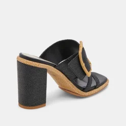 DOLCE VITA Sandals*Onnie Wide Heels Onyx Raffia