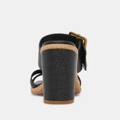 DOLCE VITA Sandals*Onnie Wide Heels Onyx Raffia