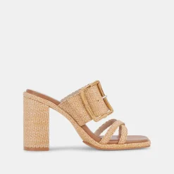 DOLCE VITA Sandals*Onnie Wide Heels Warm Natural Raffia