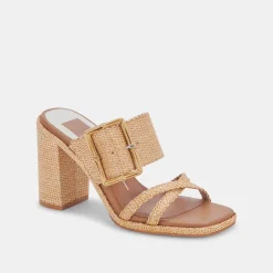 DOLCE VITA Sandals*Onnie Wide Heels Warm Natural Raffia