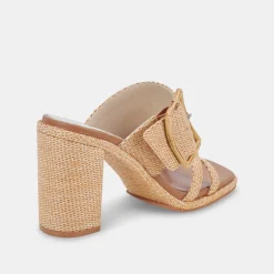 DOLCE VITA Sandals*Onnie Wide Heels Warm Natural Raffia