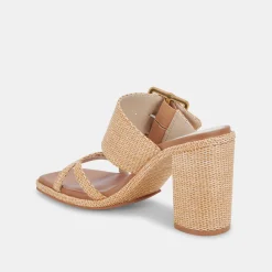 DOLCE VITA Sandals*Onnie Wide Heels Warm Natural Raffia