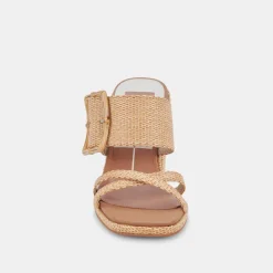 DOLCE VITA Sandals*Onnie Wide Heels Warm Natural Raffia