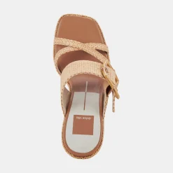 DOLCE VITA Sandals*Onnie Wide Heels Warm Natural Raffia