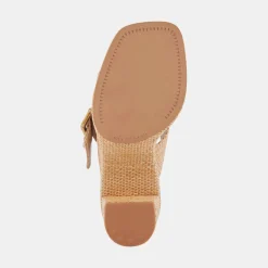 DOLCE VITA Sandals*Onnie Wide Heels Warm Natural Raffia
