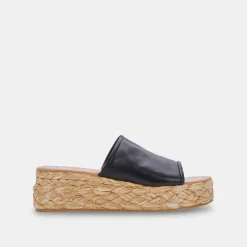 DOLCE VITA Wedges*Pablos Sandals Black Leather
