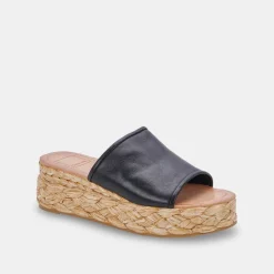 DOLCE VITA Wedges*Pablos Sandals Black Leather