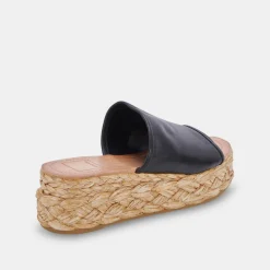 DOLCE VITA Wedges*Pablos Sandals Black Leather