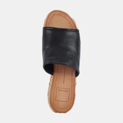 DOLCE VITA Wedges*Pablos Sandals Black Leather