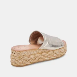 DOLCE VITA Wedges*Pablos Sandals Light Gold Metallic Leather