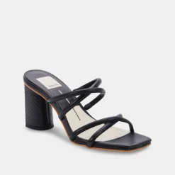 DOLCE VITA Sandals*Patsi Wide Heels Black Leather