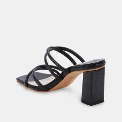 DOLCE VITA Sandals*Patsi Wide Heels Black Leather