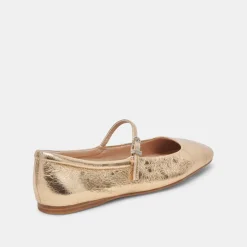 DOLCE VITA Flats & Loafers*Reyes Ballet Flats Gold Distressed Leather