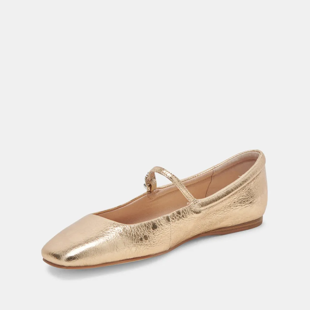 DOLCE VITA Flats & Loafers*Reyes Ballet Flats Gold Distressed Leather