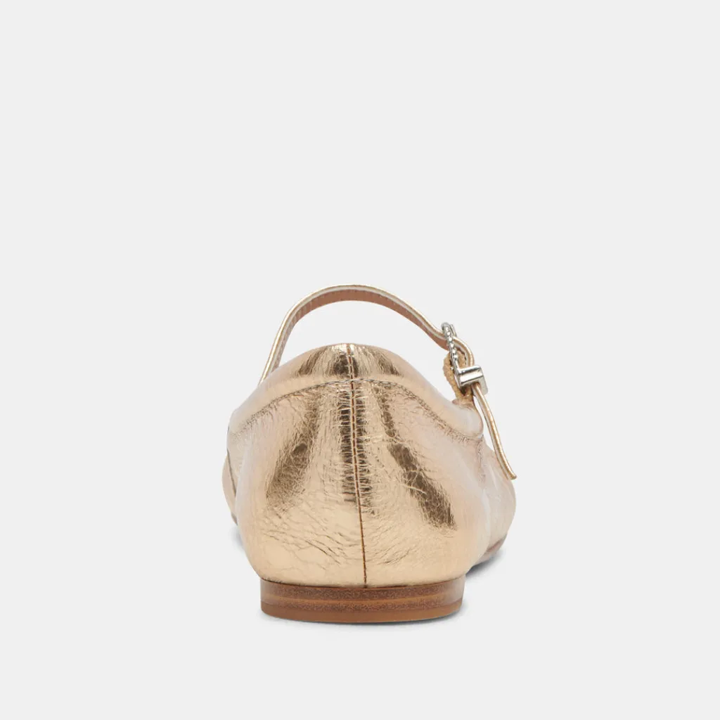 DOLCE VITA Flats & Loafers*Reyes Ballet Flats Gold Distressed Leather
