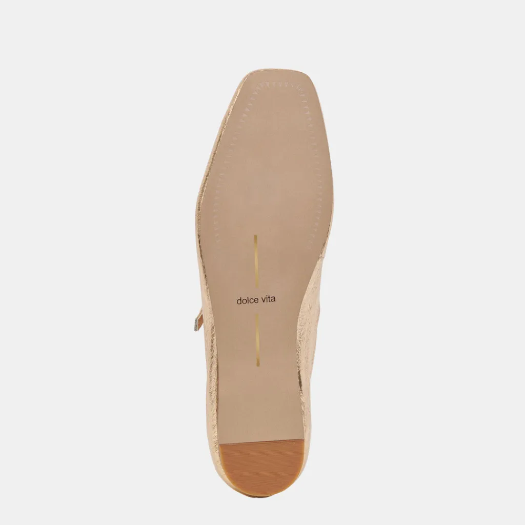 DOLCE VITA Flats & Loafers*Reyes Ballet Flats Gold Distressed Leather
