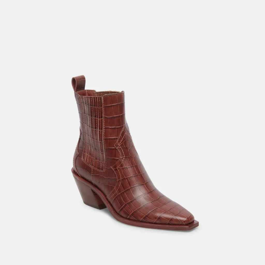 DOLCE VITA Boots & Booties*Senna Booties Walnut Embossed Leather